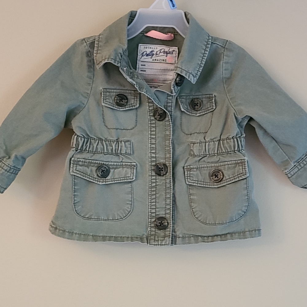 Carter's army green cotton button up jacket